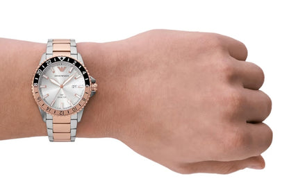 E A Stainless Steel Analog White Dial Multicolor Strap Men's Watch