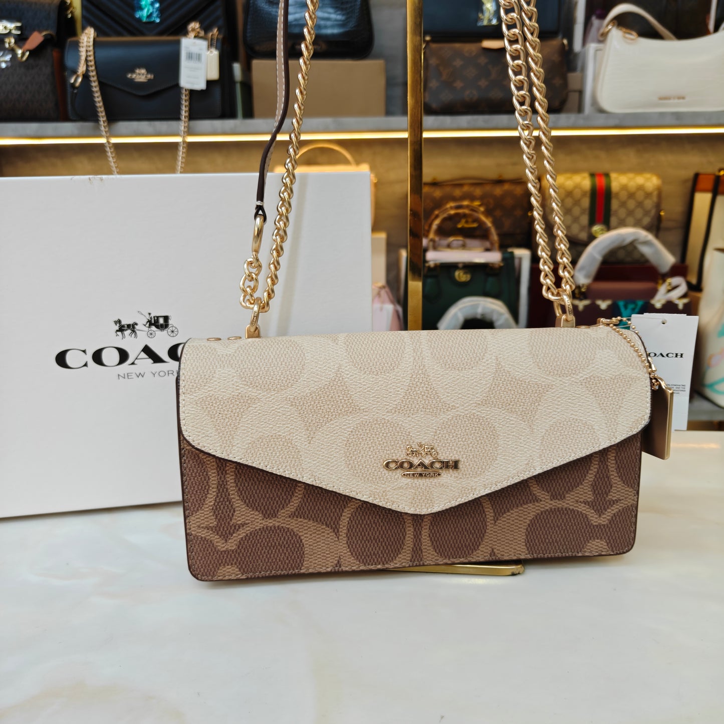 COCH Klare Envelope Sling/Shoulder Bag - Beige Apricot (Ultra Premium)