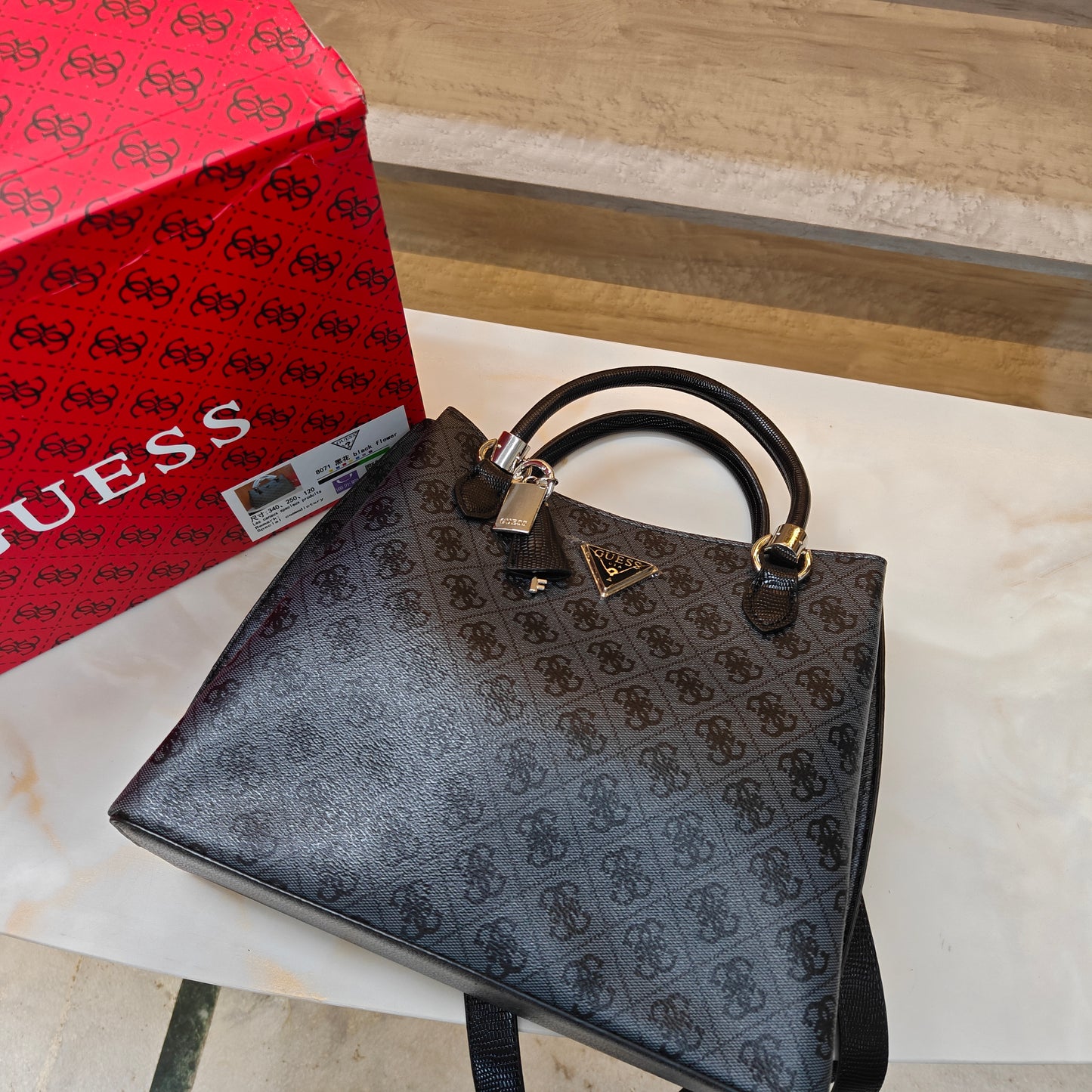 GUESS72 Satchel Bag - Designer Black