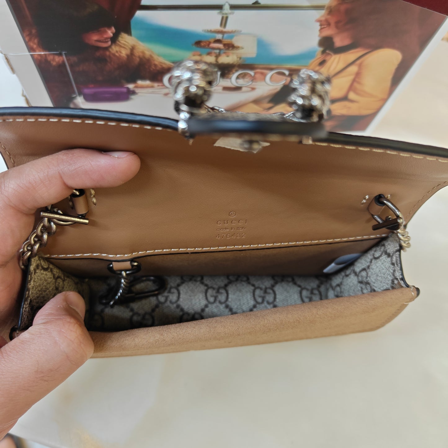 GG Diana Crossbody Bag (Double Box Packaging) - Beige Trim