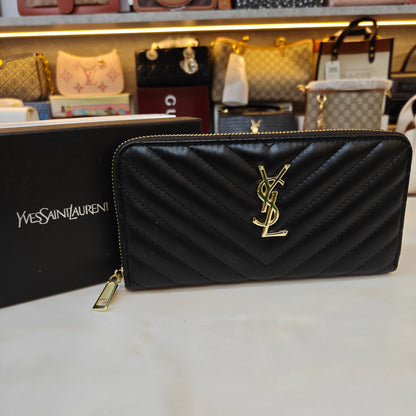 YSL9 Long Zipper Wallet - Midnight Black