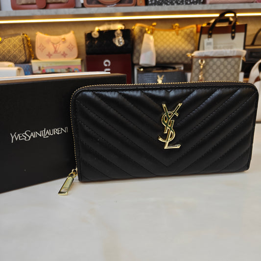 YSL9 Long Zipper Wallet - Midnight Black