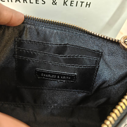 CNK Elspeth Croc-Effect Chain-Link Shoulder Bag - Black Croco