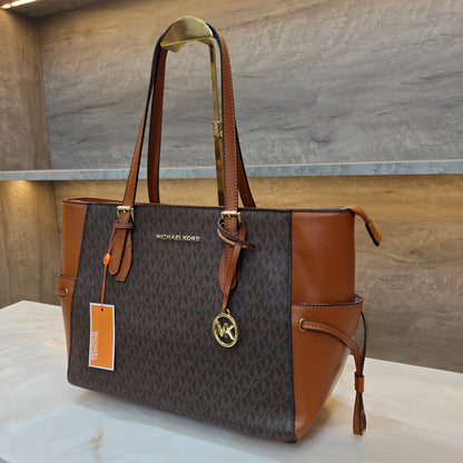 MK55 - 3 Partition Tote Bag (Large) (Tan Coffee Colour)