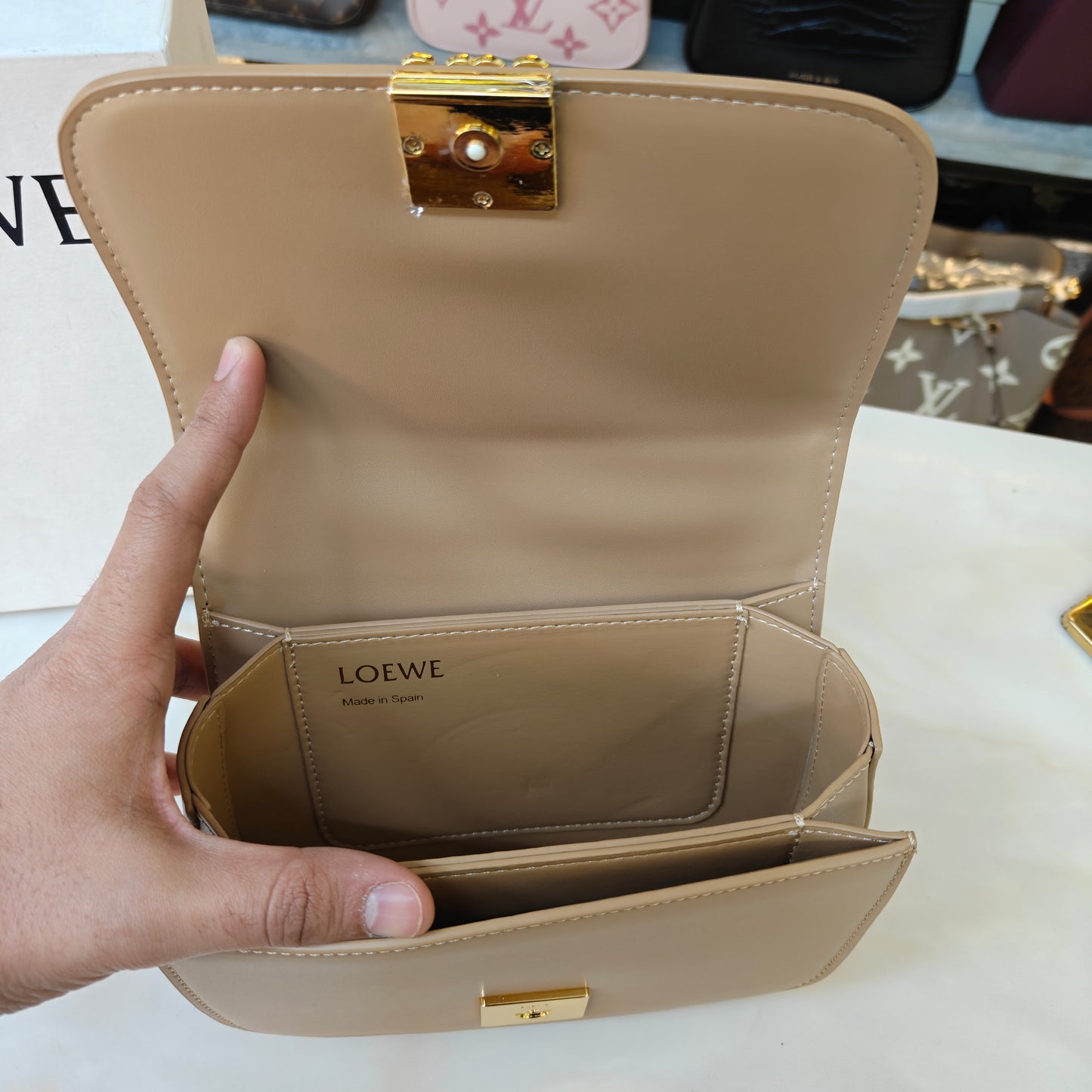 LW Goya Silk Handbag - Beige (Ultra Premium)