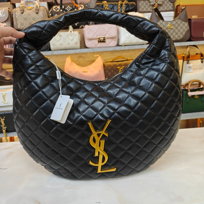 YSL9 Icare Hobo In Quilted Napa Black