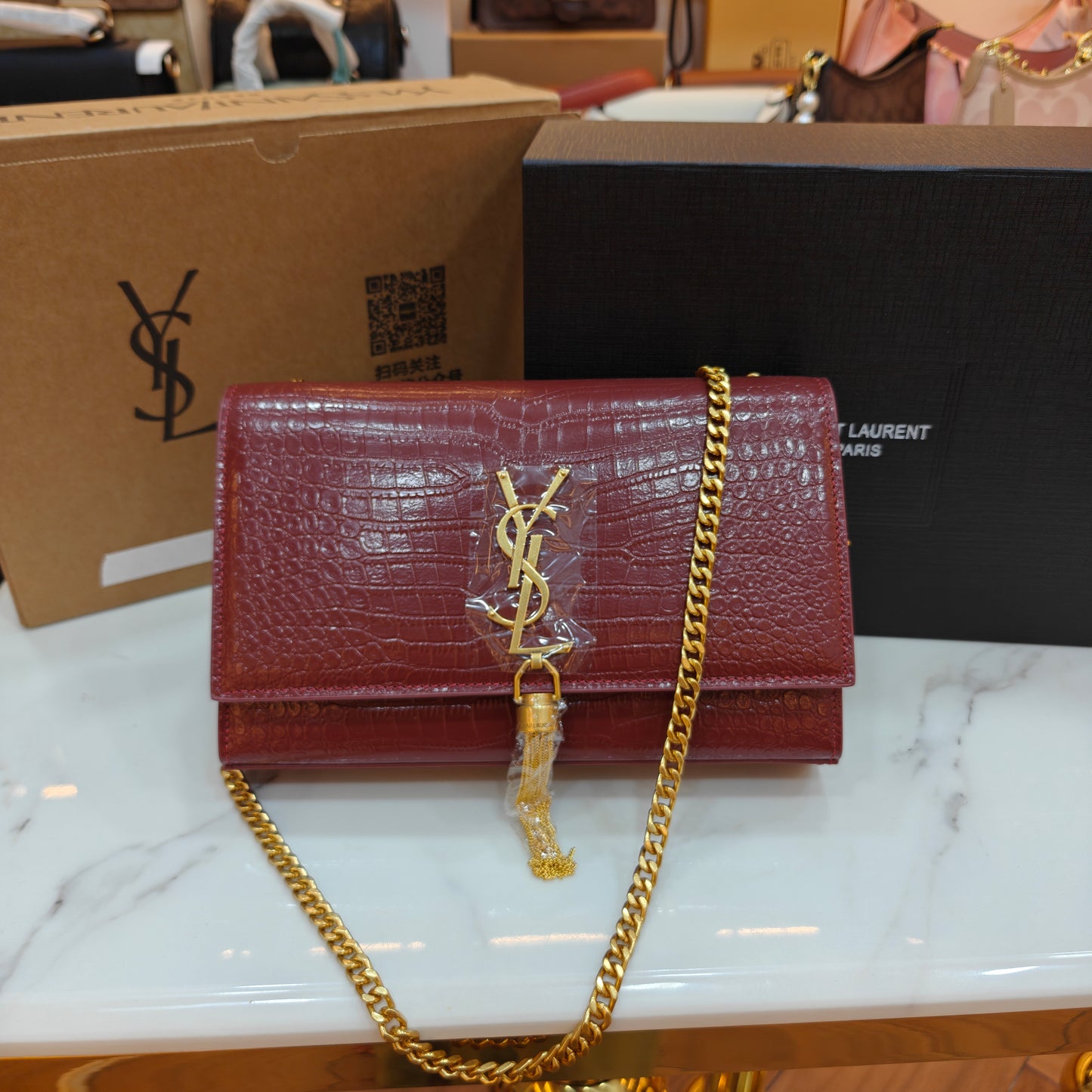 YSL Kate Croco - Wine (Ultra Premium)
