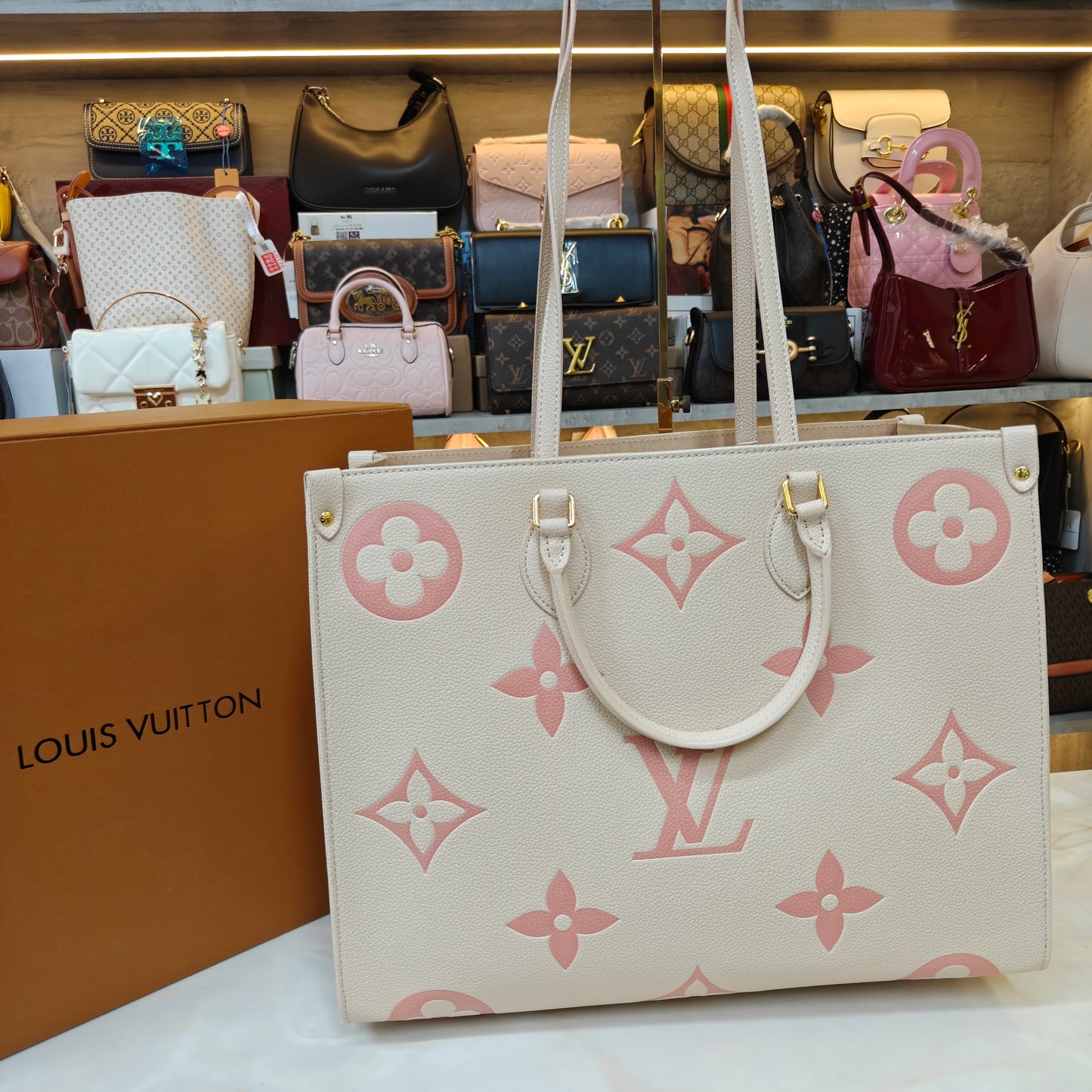 LVB 41cm OTG Large Tote Bag - Cream Pink (Double Box Ultra Premium)