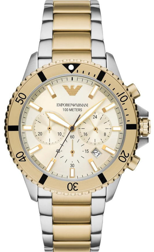 E AStainless Steel Analog Beige Dial Men's Watch, Band Color-Multicolor