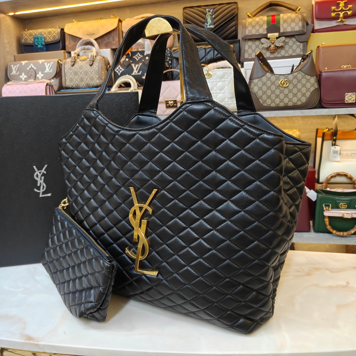YSL Maxi Shopping Bag (Black) (Without Box)