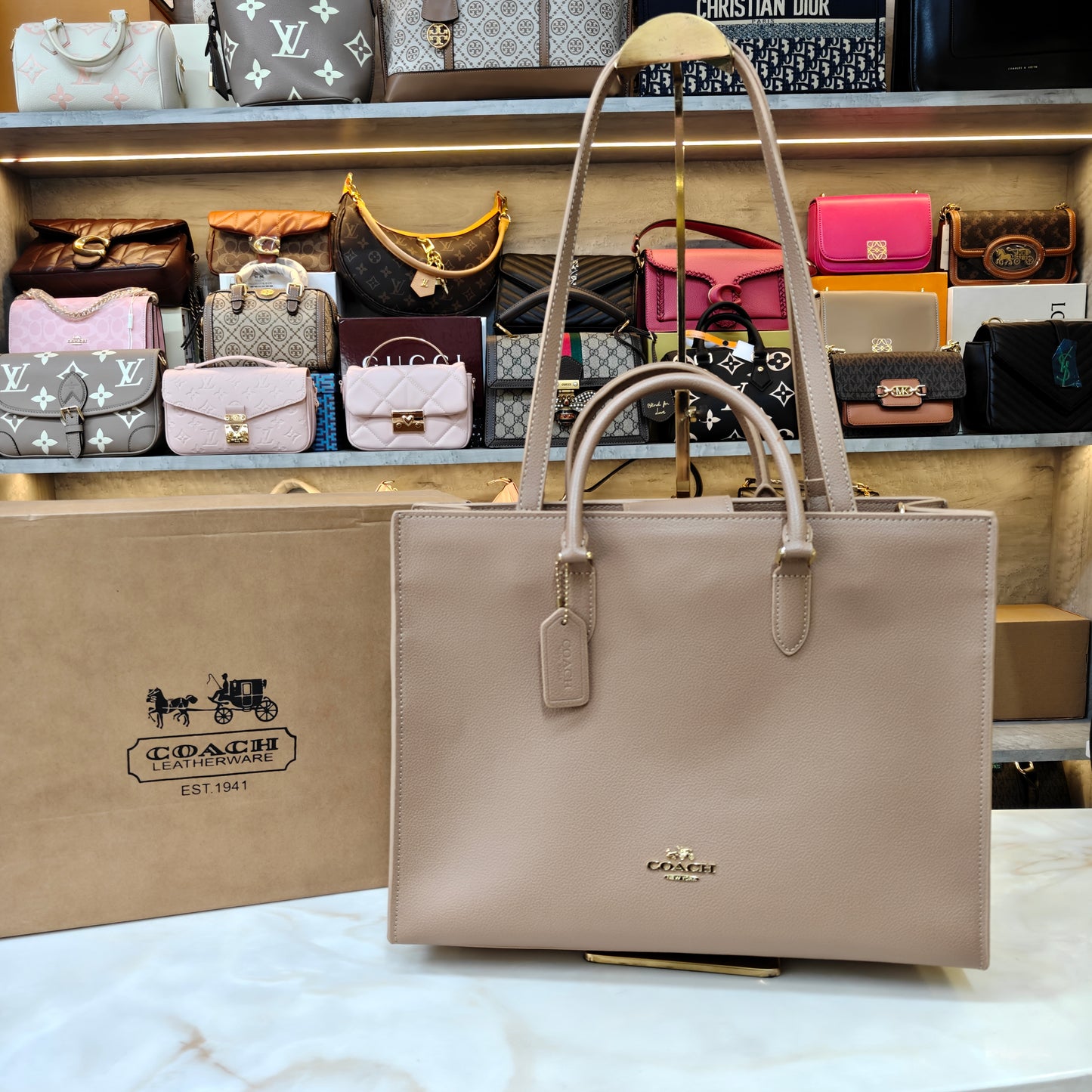 CH Maggie Tote Bag - Ultra Premium with Box (All Beige)