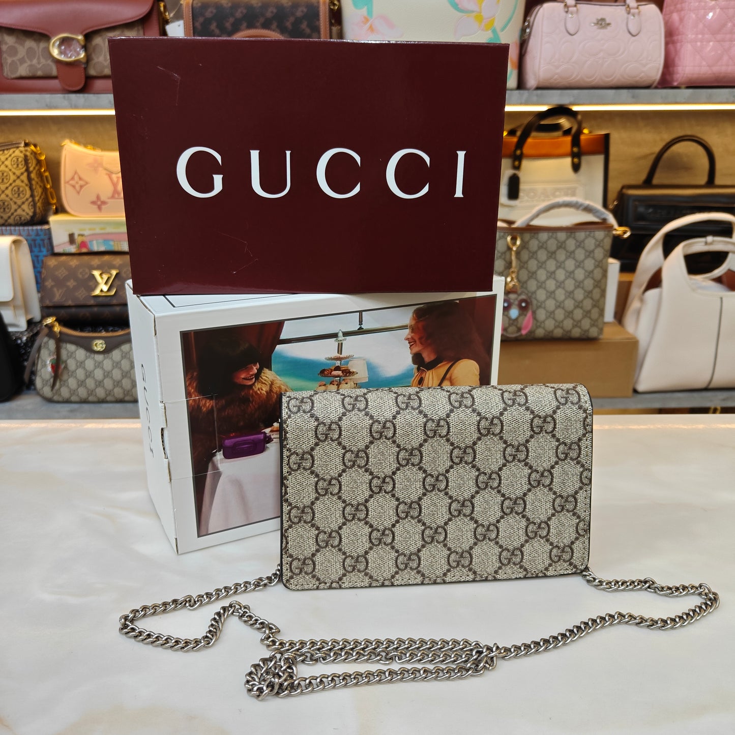 GG Diana Crossbody Bag (Double Box Packaging) - Beige Trim