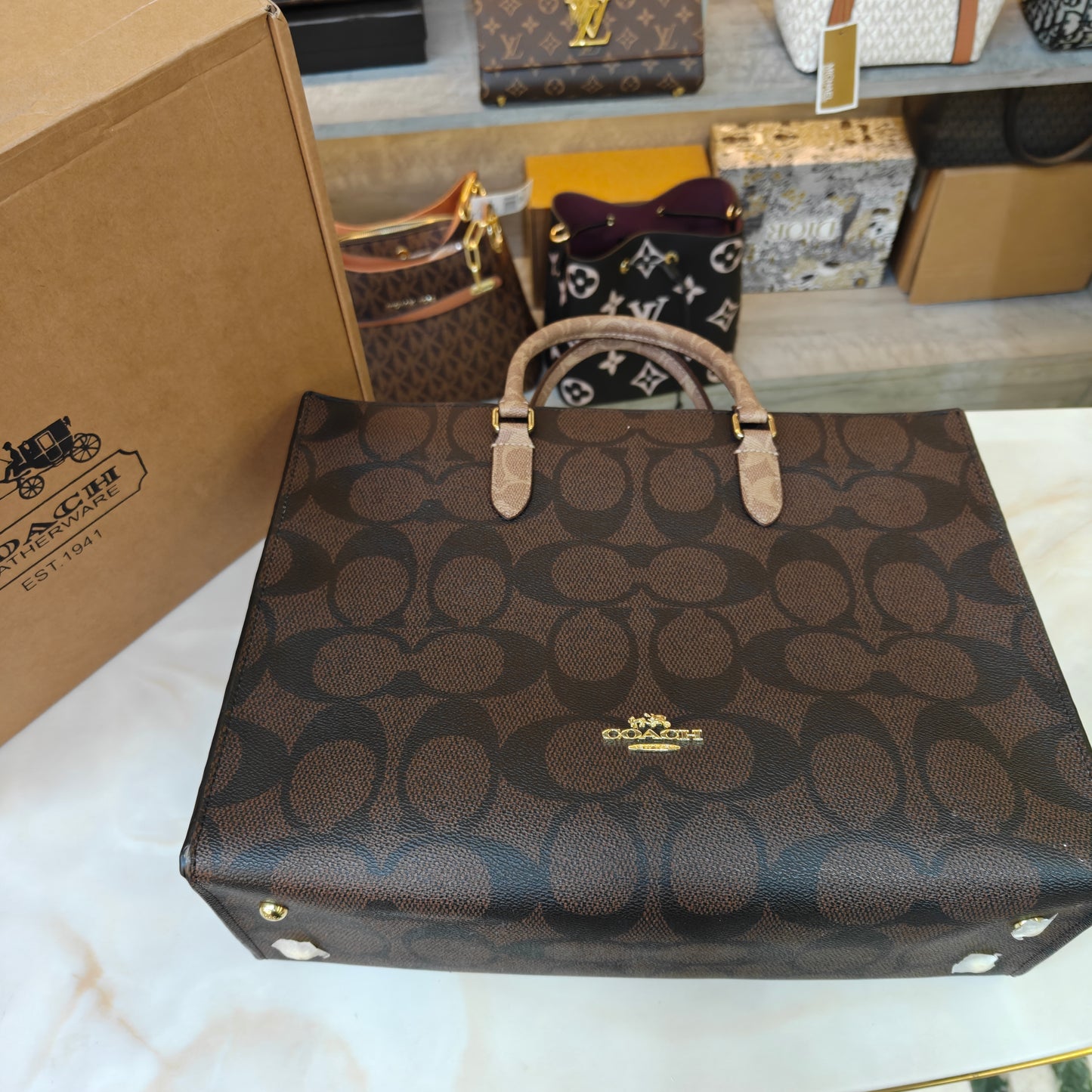 CH Maggie Tote Bag Ultra Premium with Box (Chocolate)