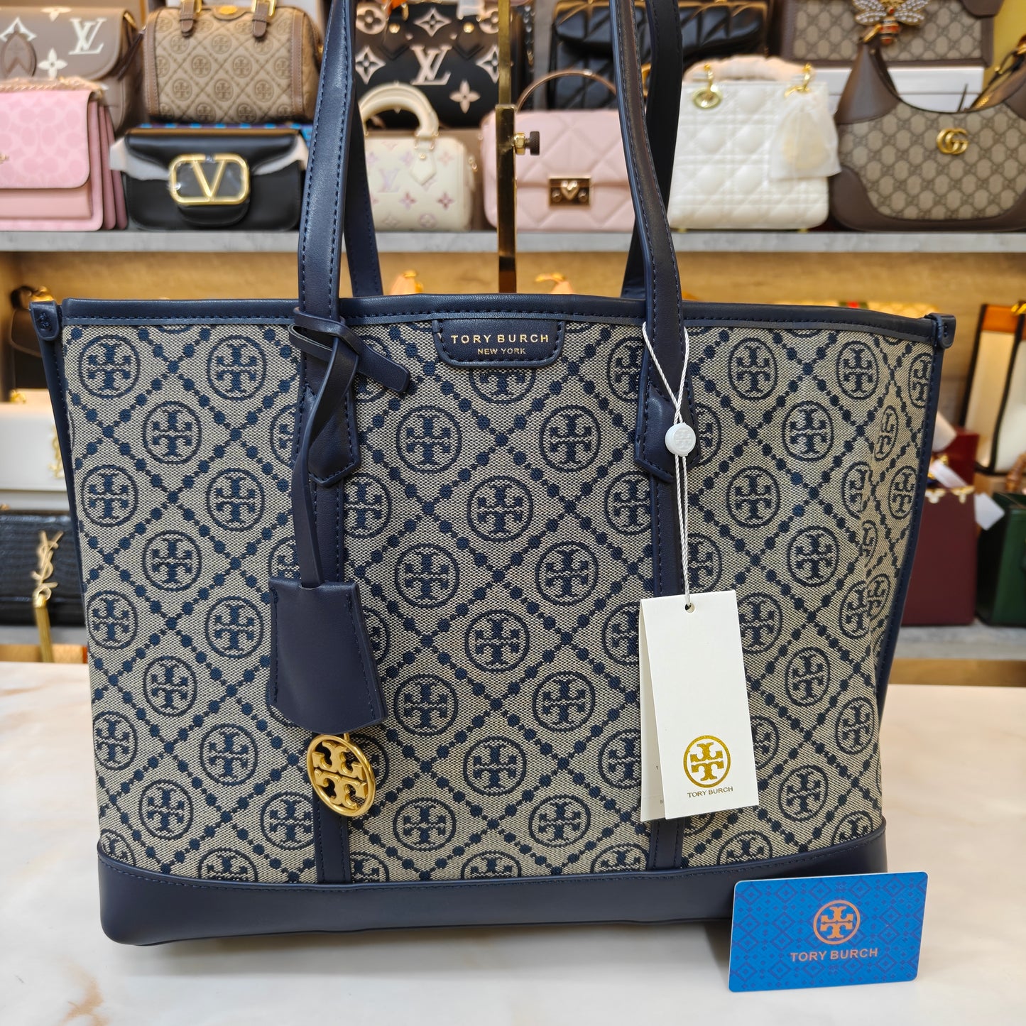 TB Perry T Monogram Triple Compartment - Blue