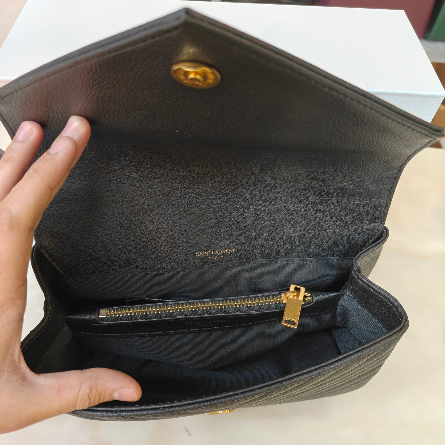 YSL College Medium Matelassé V-Flap Crossbody Bag - Black (Ultra Premium Double Box)