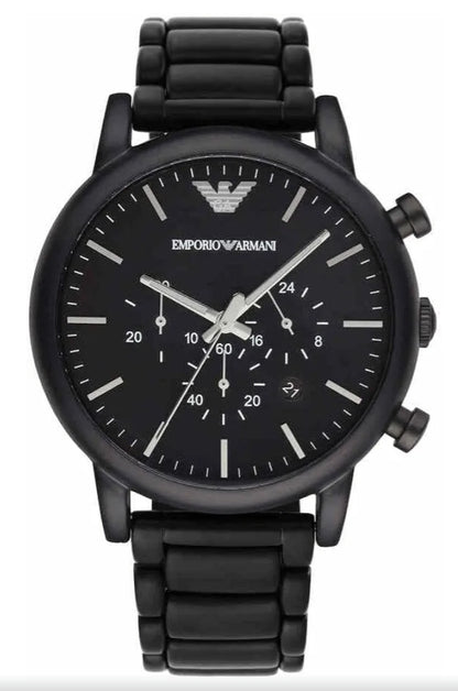 E A Stainless Steel Classic Analog Black Dial Men Watch, Black Band