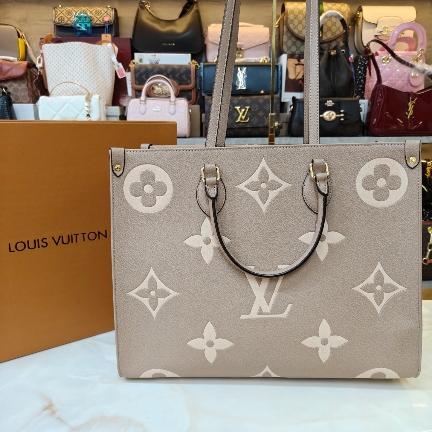 LVB 41cm OTG Large Tote Bag - Beige (Double Box Ultra Premium)