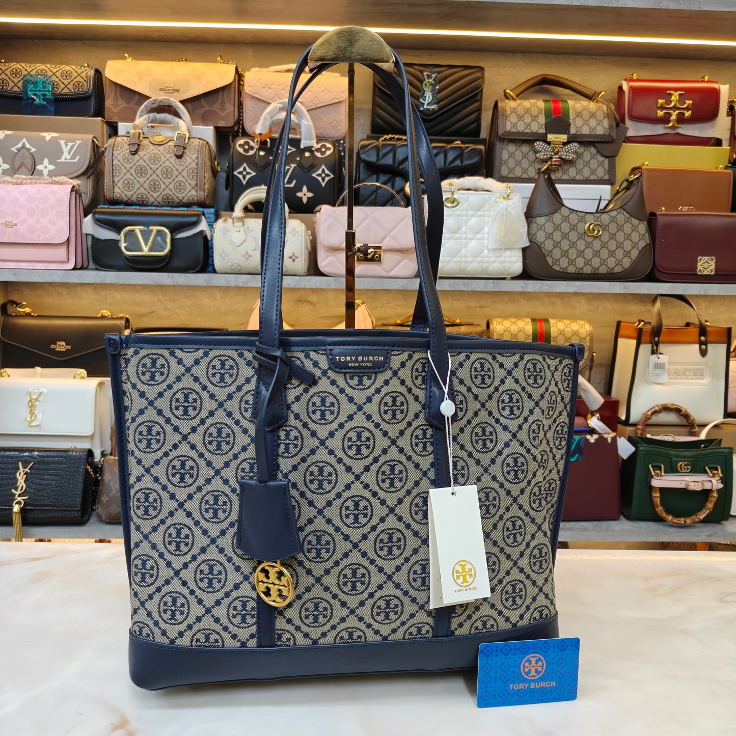 TB Perry T Monogram Triple Compartment - Blue