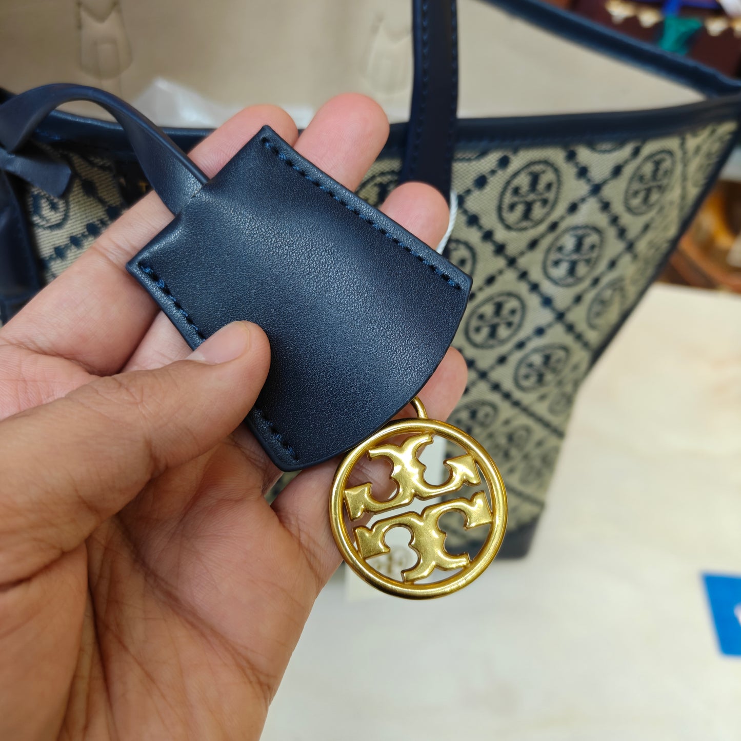 TB Perry T Monogram Triple Compartment - Blue