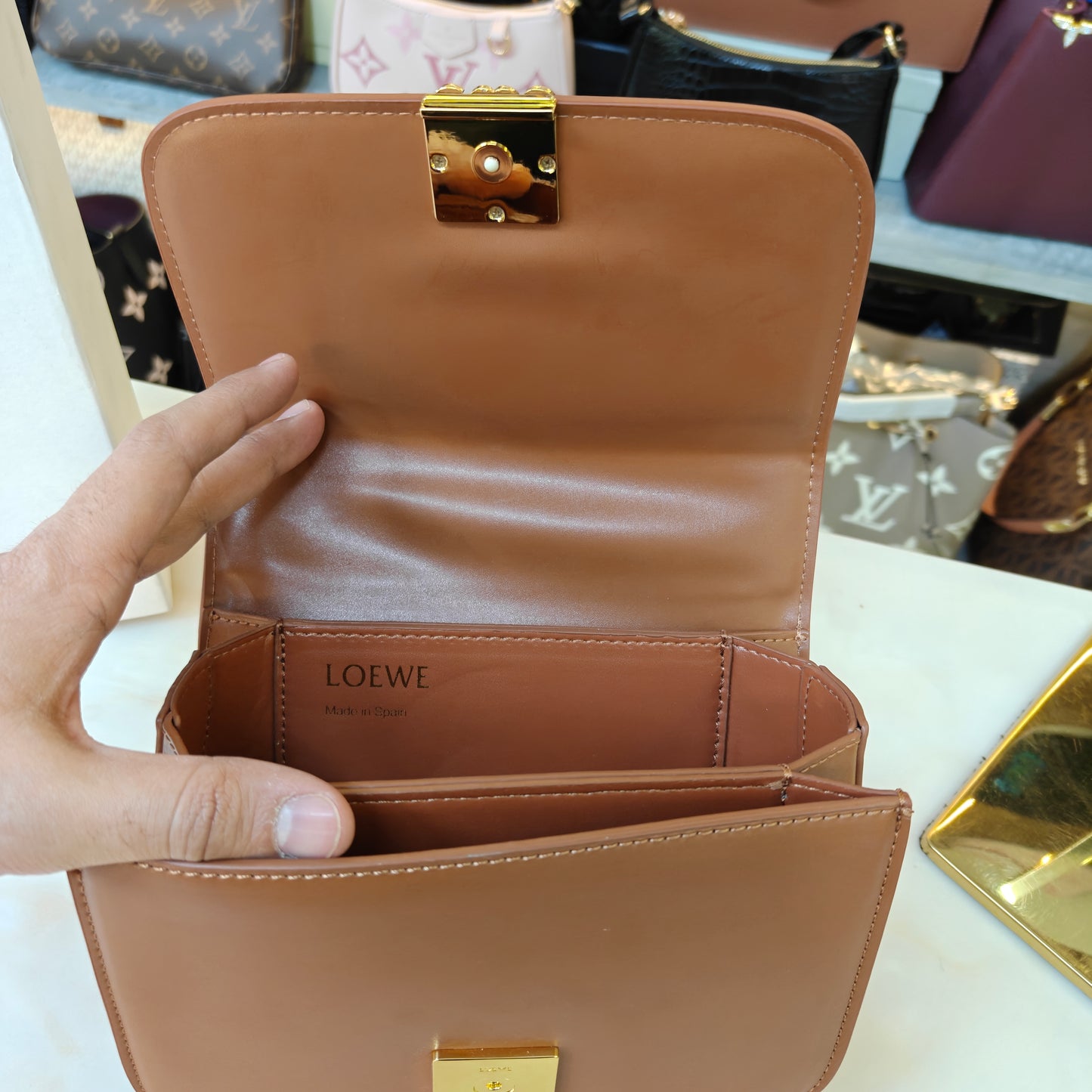 LW Goya Silk Handbag - Brown (Ultra Premium)