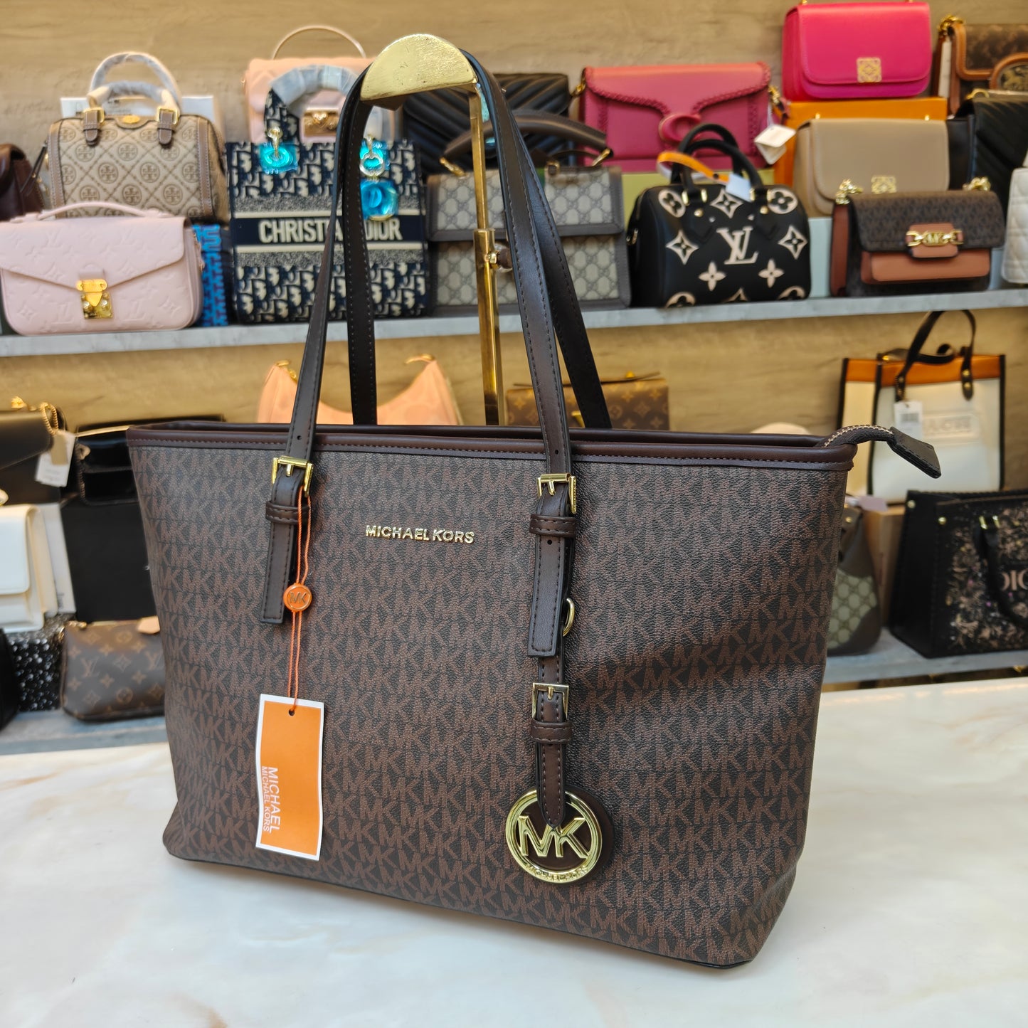 MK86 3 Partition Tote Bag - Coffee Colour