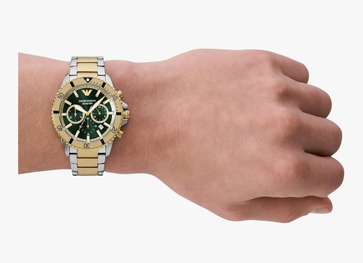 EA Stainless Steel Analog Green Dial Men's Watch