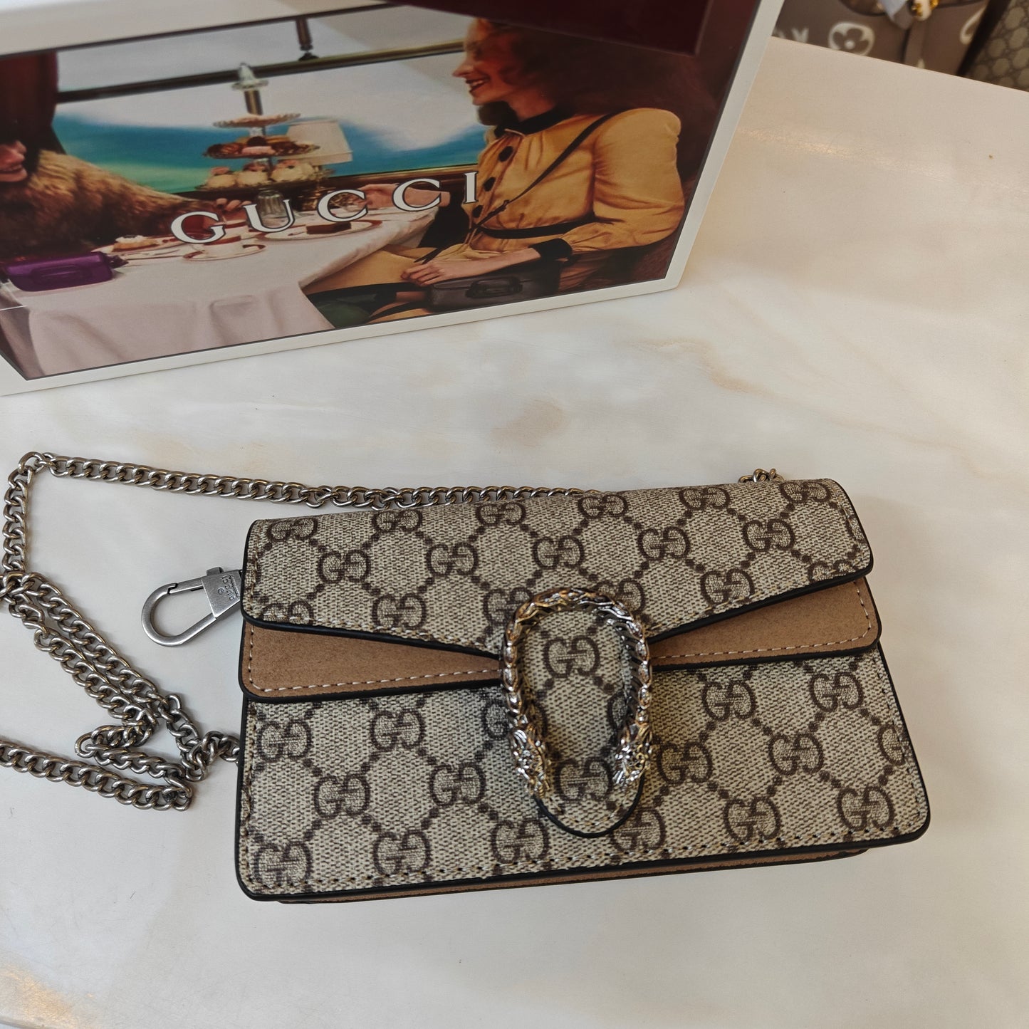 GG Diana Crossbody Bag (Double Box Packaging) - Beige Trim