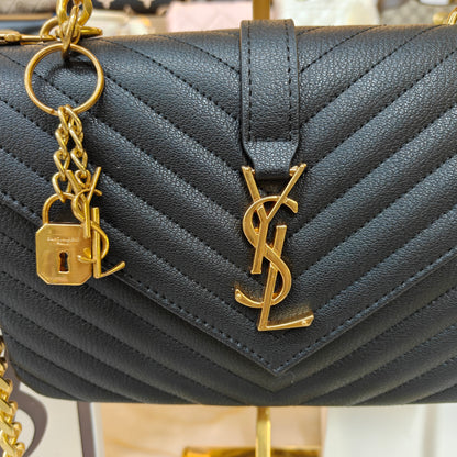 YSL College Medium Matelassé V-Flap Crossbody Bag - Black (Ultra Premium Double Box)