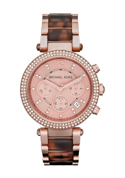 MK Parker Chronograph, Tortoise Rose Gold, Chronograph, Women's, Analog Watch, Bracelet Type