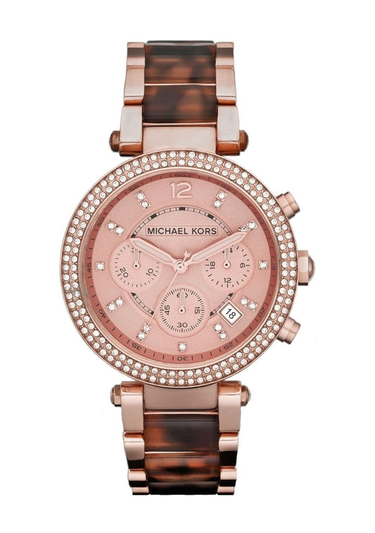 MK Parker Chronograph, Tortoise Rose Gold, Chronograph, Women's, Analog Watch, Bracelet Type