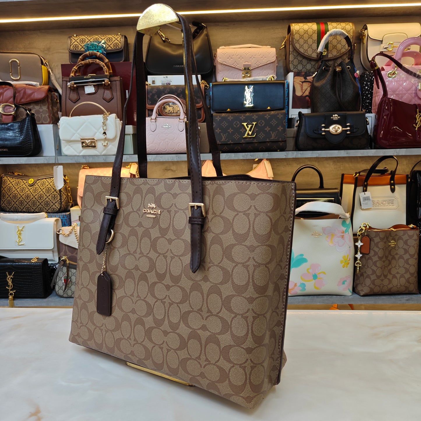 CH Mollie 3 Partition Tote Bag - Coffee Apricot