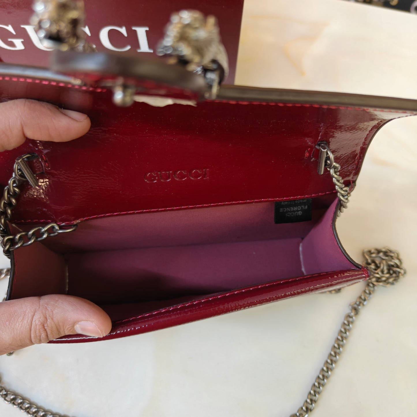 GG90 Diana Crossbody Double Box Packaging - Glossy Wine Colour