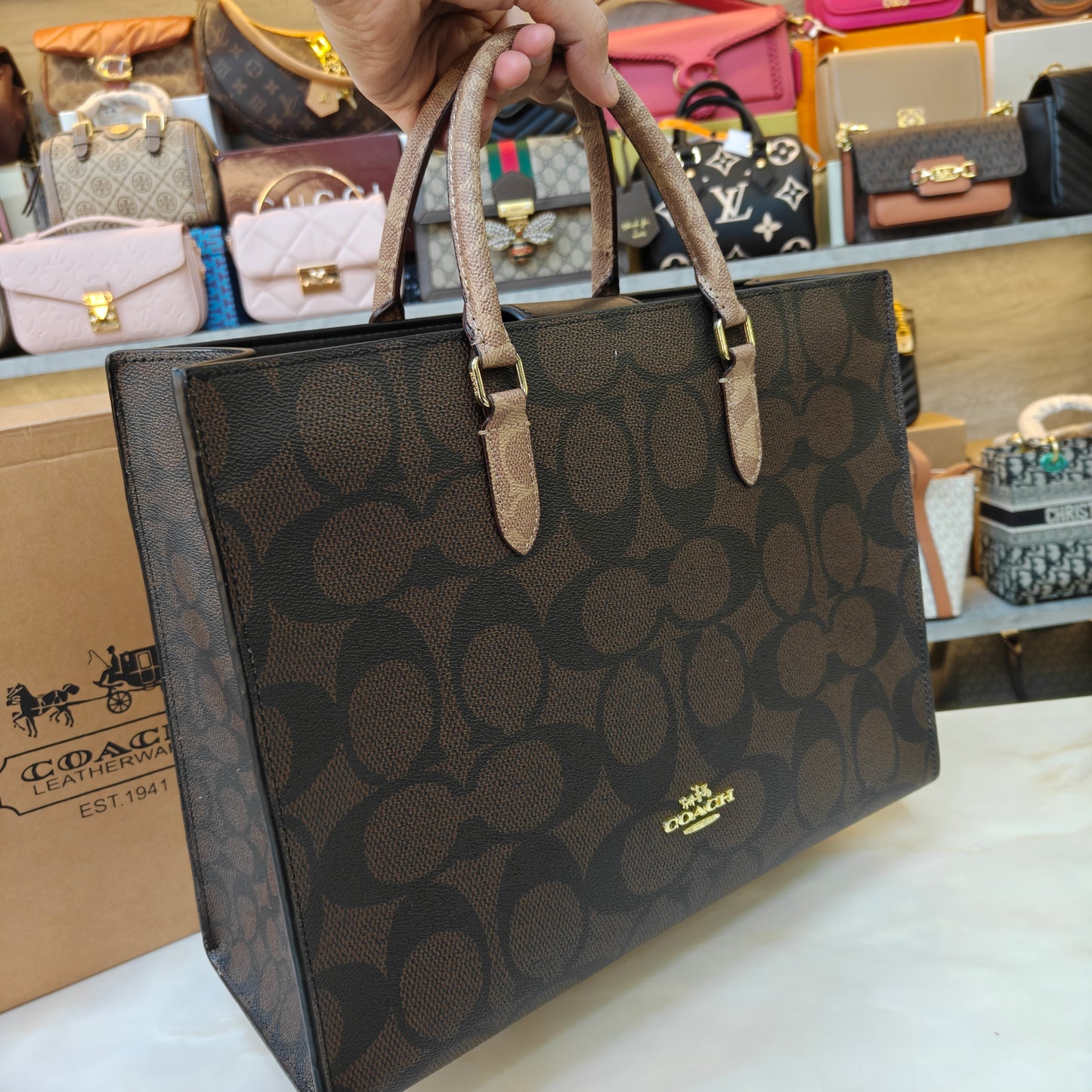 CH Maggie Tote Bag Ultra Premium with Box (Chocolate)