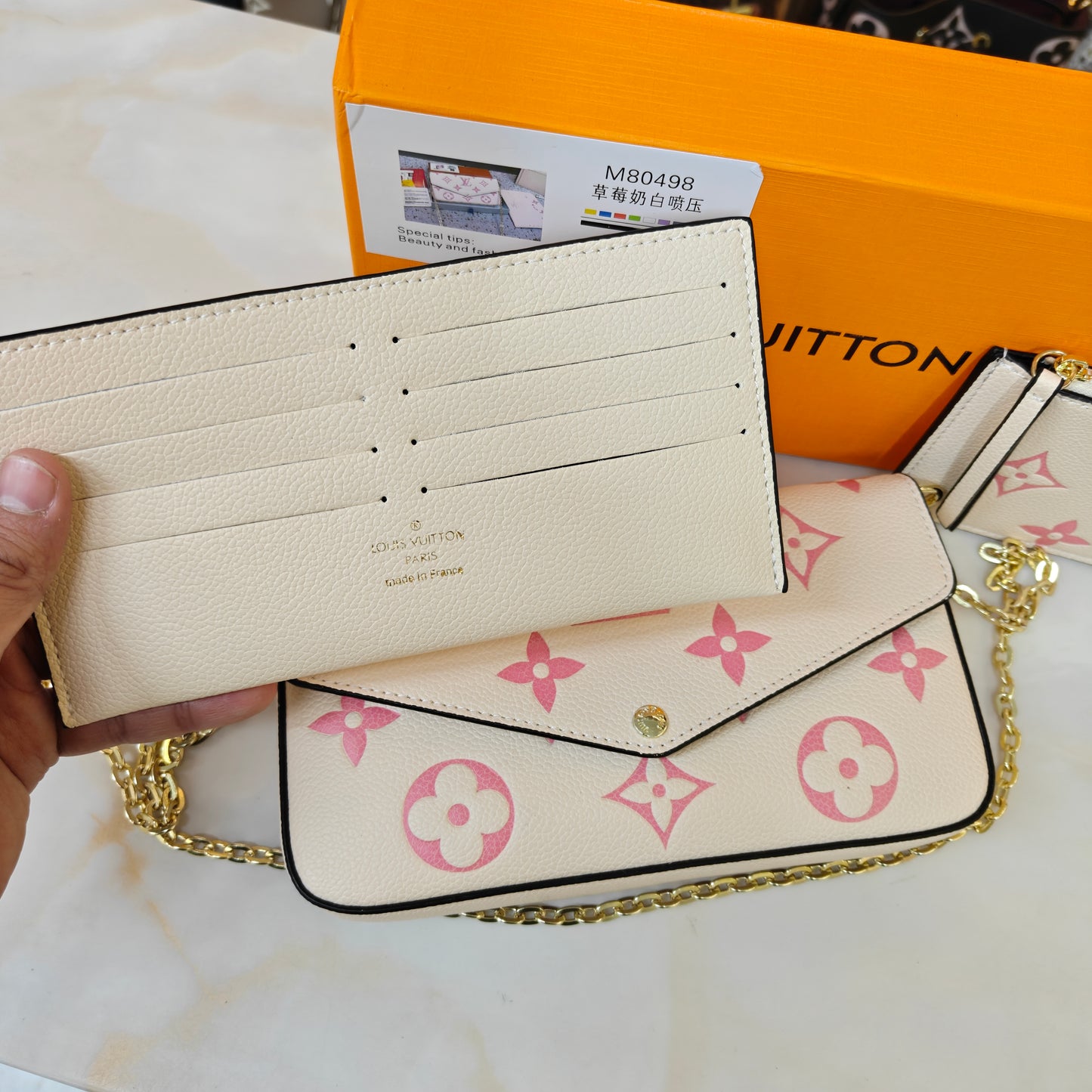 LV222 - Sling Pink White Monogram 3 in 1
