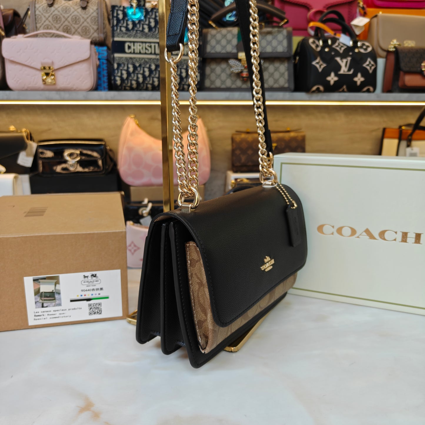 CH Klare Crossbody Signature Black Bag - Ultra Premium Double Box