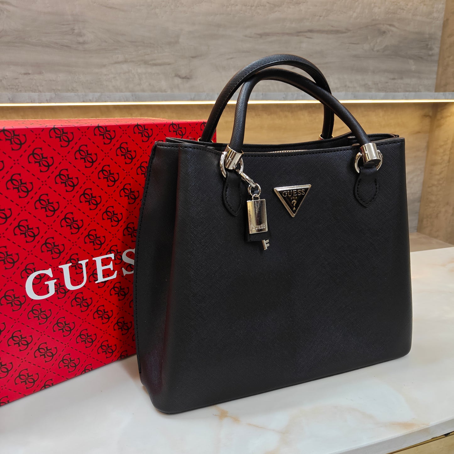 GUESS72 Satchel Bag - Solid Black