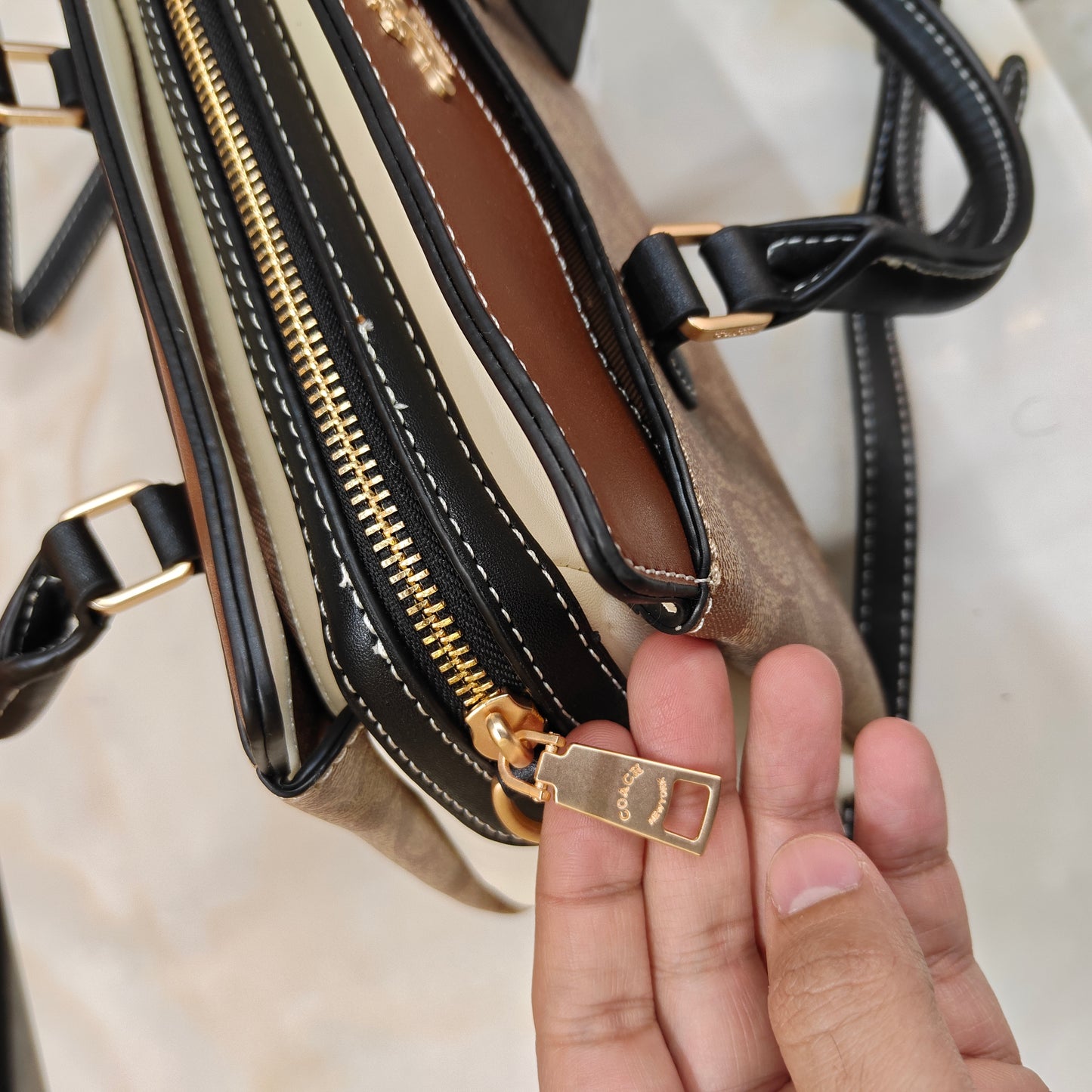 CH Darcie Satchel Bag - White Apricot