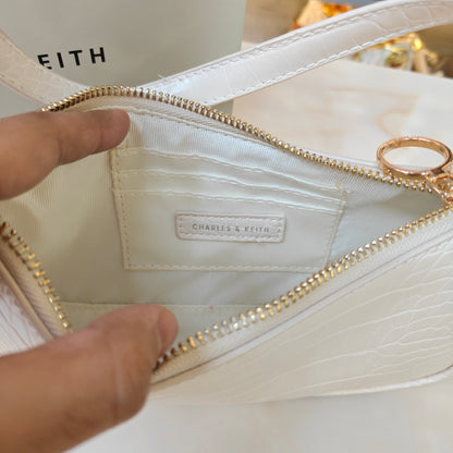 CNK Cream Croco ELSPETH Animal Effect Small Shouder Bag