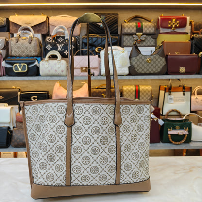 TB Perry T Monogram Triple Compartment - Beige