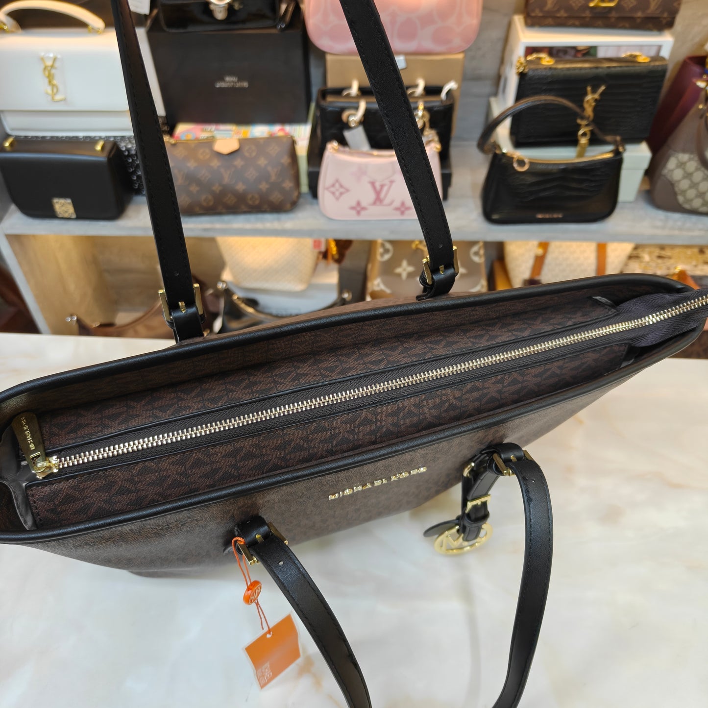 MK86 3 Partition Tote Bag - Coffee Black Colour