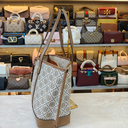 TB Perry T Monogram Triple Compartment - Beige