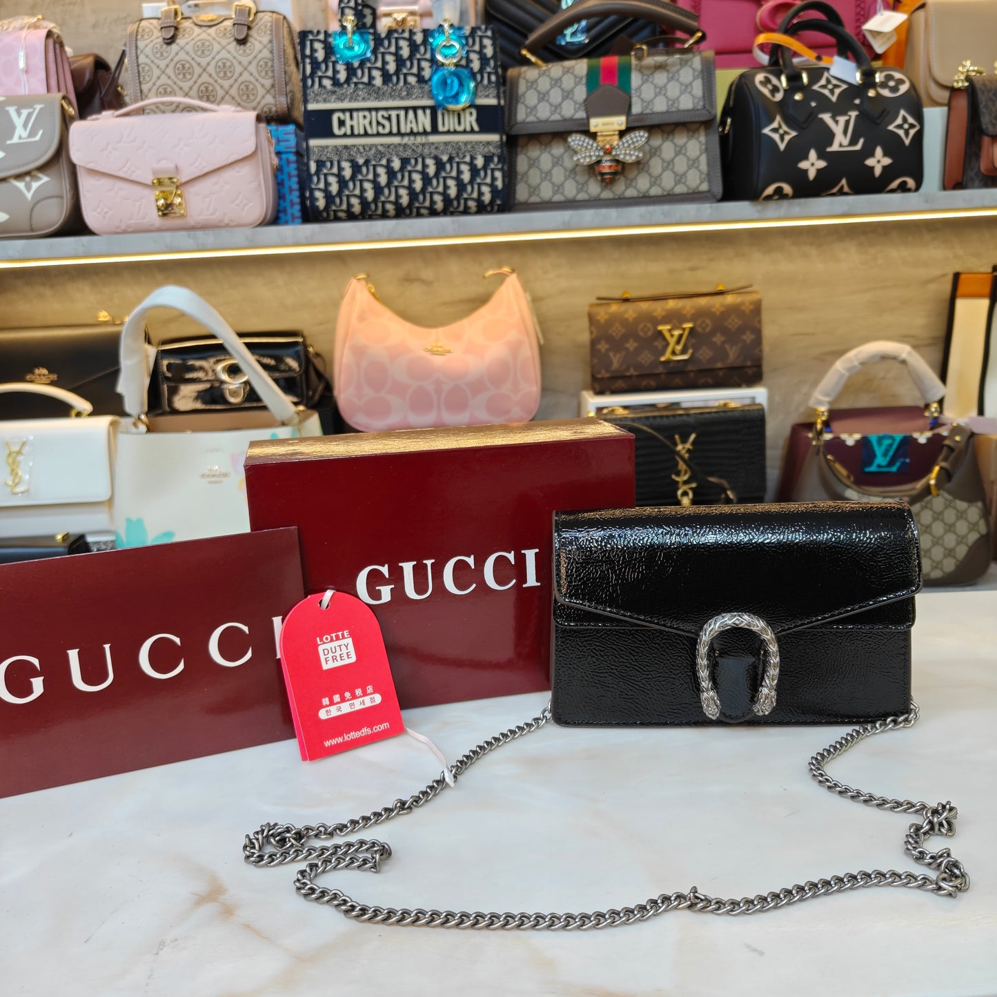 GG90 Diana Crossbody Double Box Packaging - Glossy Black Colour