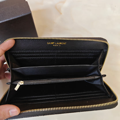 YSL9 Long Zipper Wallet - Midnight Black