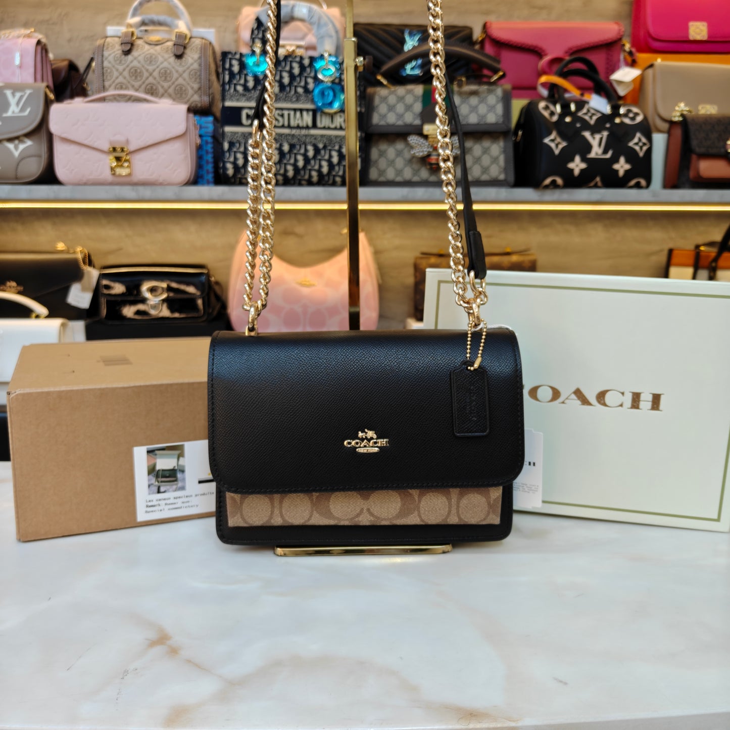 CH Klare Crossbody Signature Black Bag - Ultra Premium Double Box