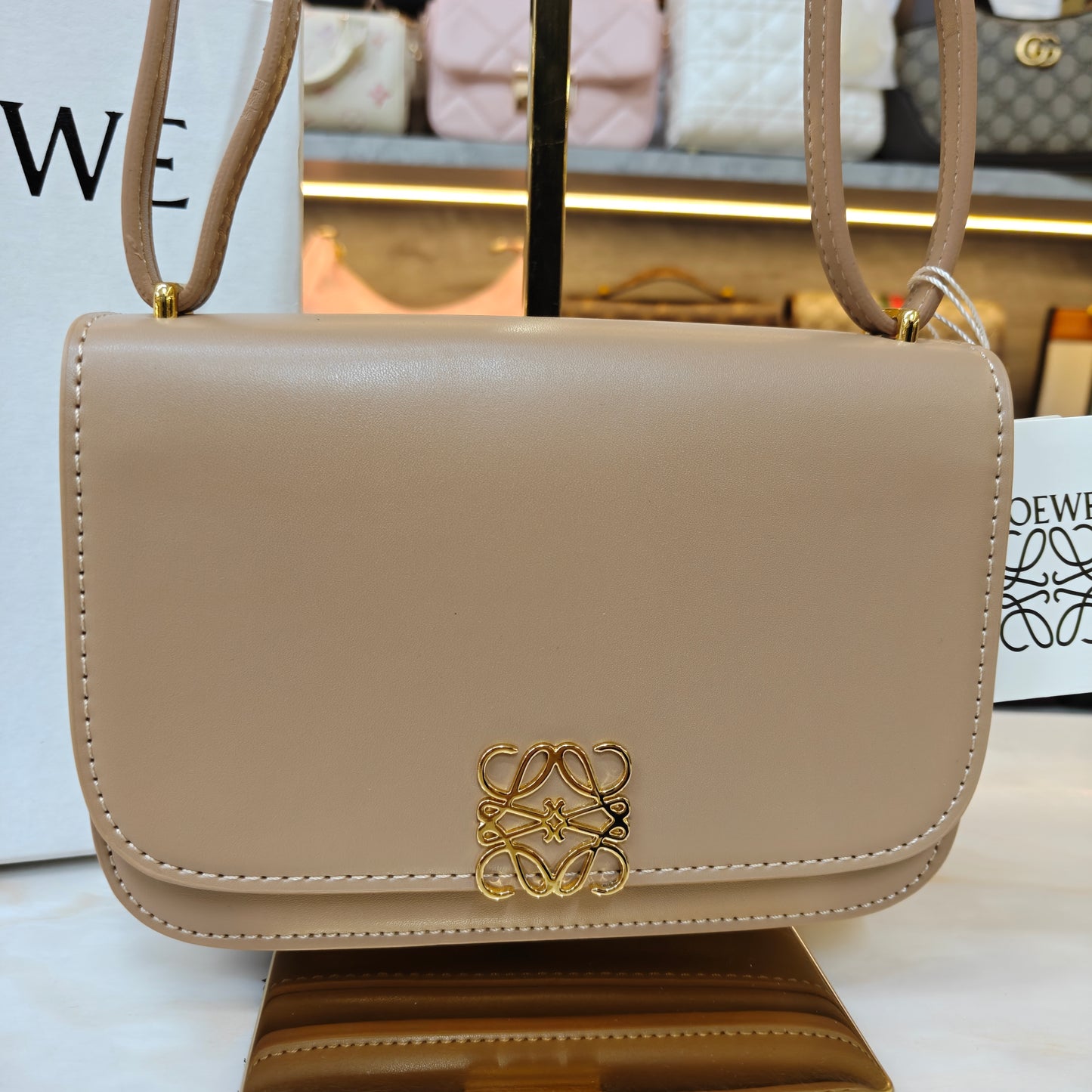 LW Goya Silk Handbag - Beige (Ultra Premium)