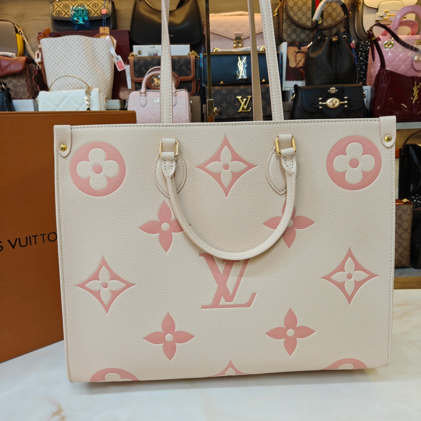 LVB 41cm OTG Large Tote Bag - Cream Pink (Double Box Ultra Premium)