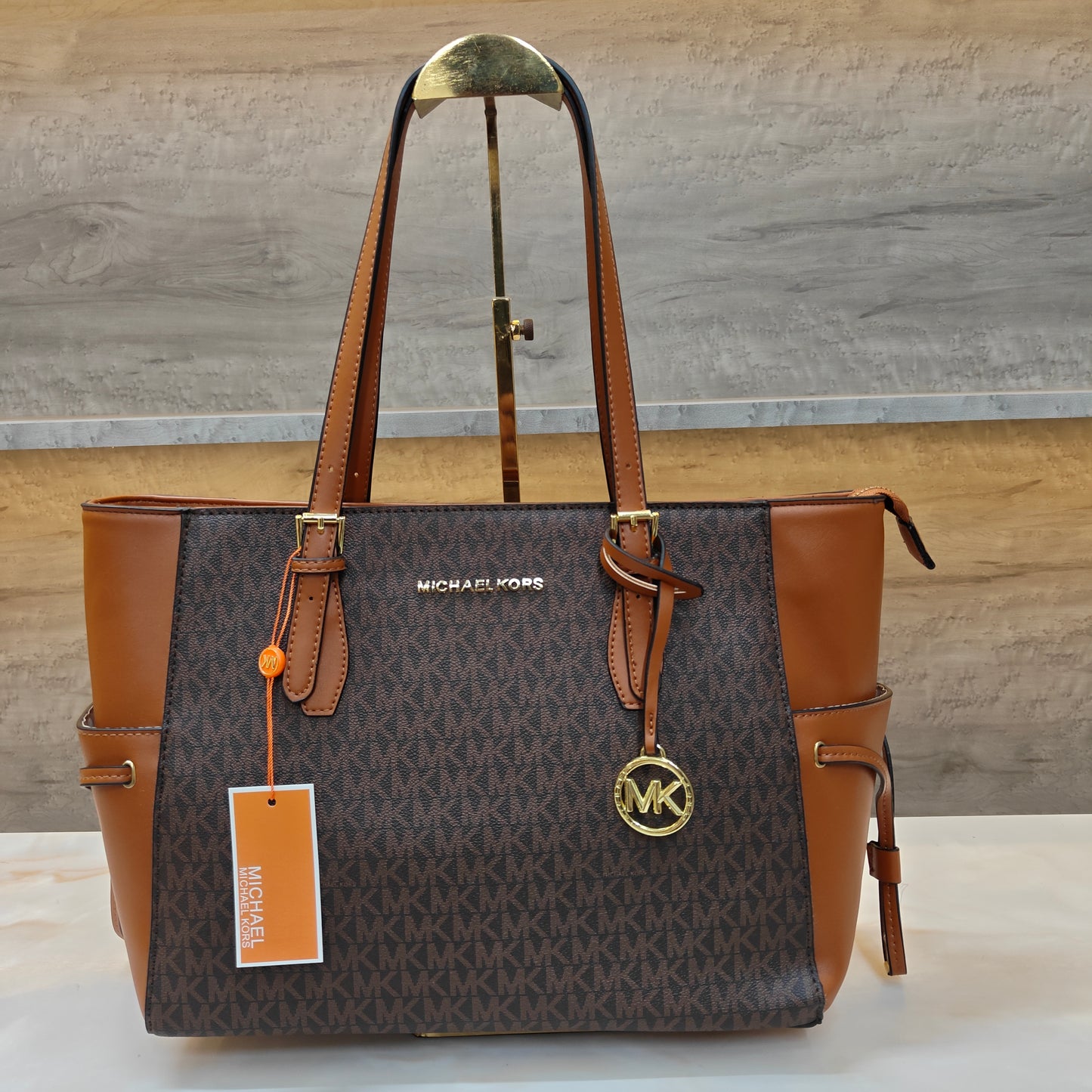 MK55 - 3 Partition Tote Bag (Large) (Tan Coffee Colour)