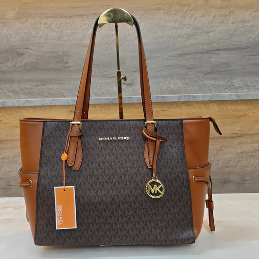 MK55 - 3 Partition Tote Bag (Large) (Tan Coffee Colour)