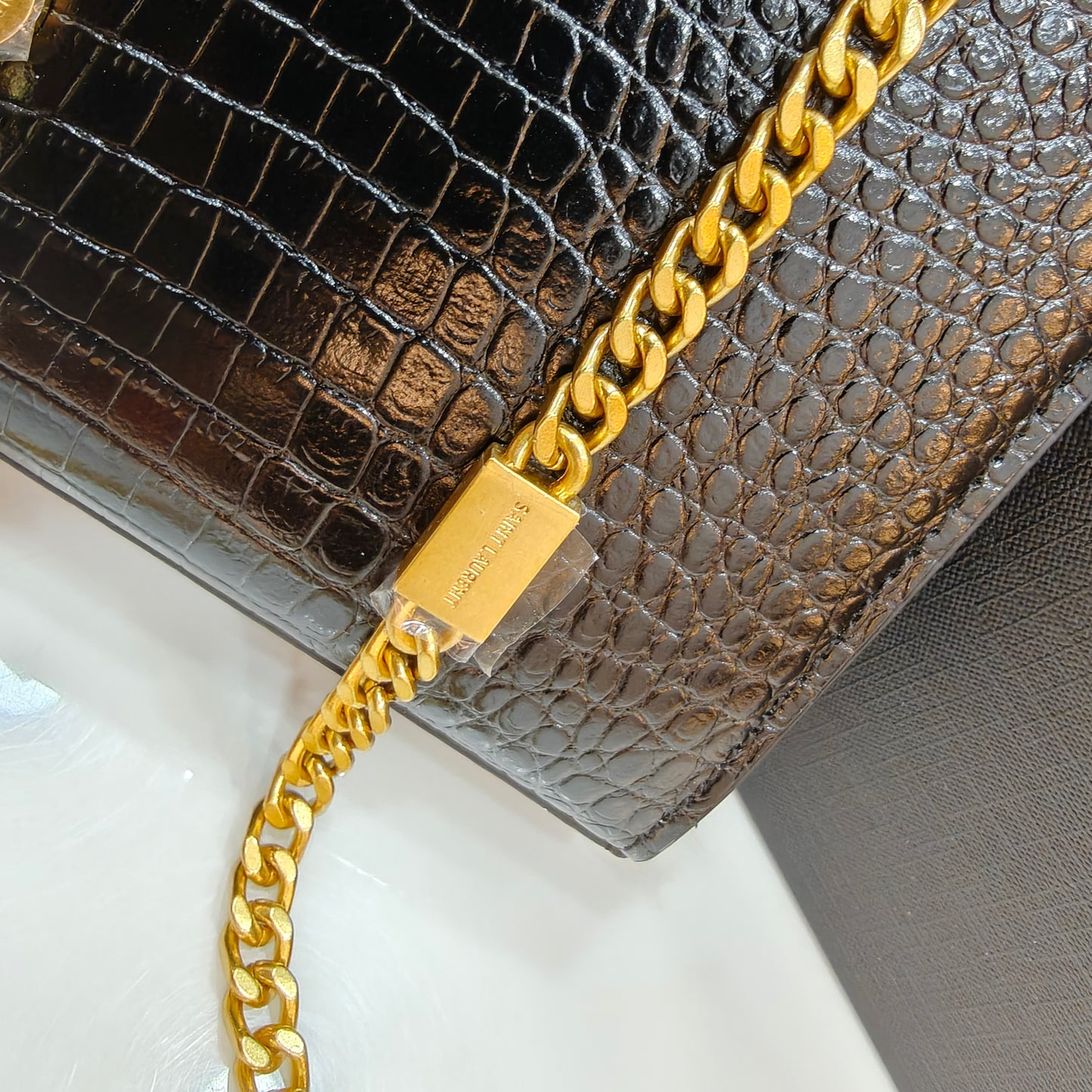 YSL Kate Croco - Black (Ultra Premium)