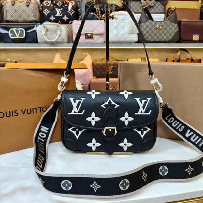 LV Diane Sling/Shoulder Bag - Ultra Premium Double Box (Black Floral)
